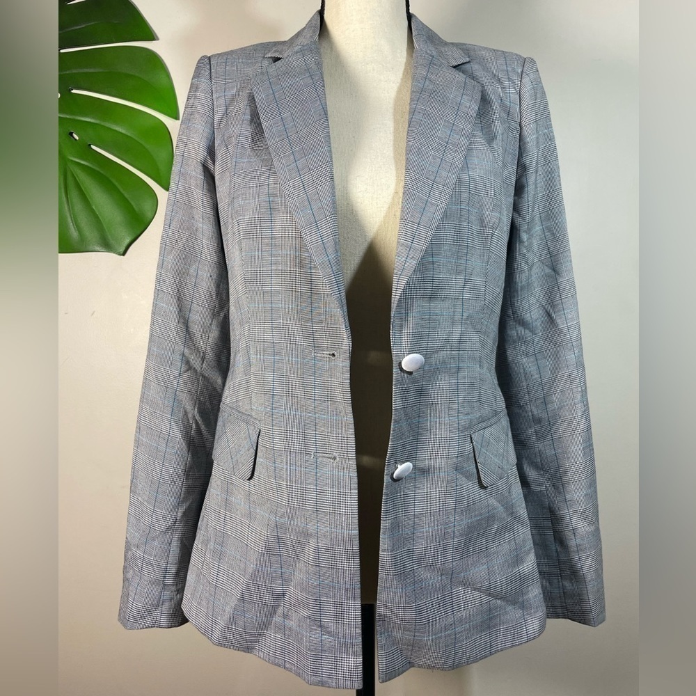 Yumi Kim NWOT Grey & Blue Plaid Blazer Size Small - Picture 2 of 15